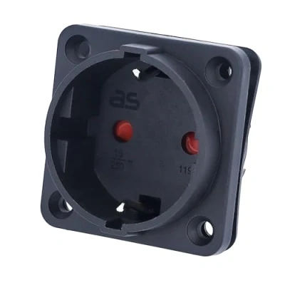 Image de as Schwabe Prise encastrable Dimensions de la bride : 50 x mm contact protection 230 V, 16 A à encastrer IP20 en intérieur Pour camping et caravane Noir 45081