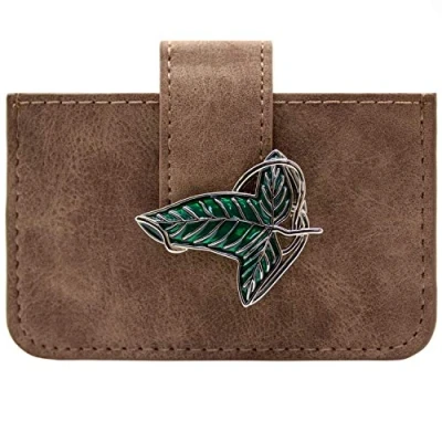 Image de Lord of the Rings Forêt Enchantée Elven Leaf Emblème Portefeuille Porte Carte ID &amp; Carte, Marron