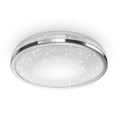 Image de B.K.Licht Plafonnier LED I décor étoilé 15W 1500lm blanc neutre 4000K finition chrome Ø329mmm éclairage plafond