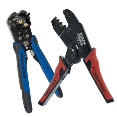 Image de Klein Tools 80013 kit d&#039;outils de câblage avec pince à dénuder automatique et sertir isolée cliquet, excellent électriques, 2 pièces