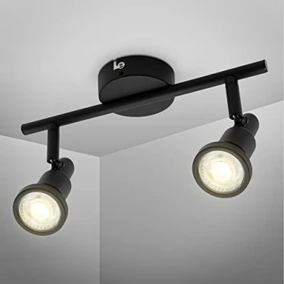 Image de B.K.Licht Plafonnier Applique LED orientable 2 spots I ampoules 4,8W 400lm GU10 incl. IP44 lampe salle de bain