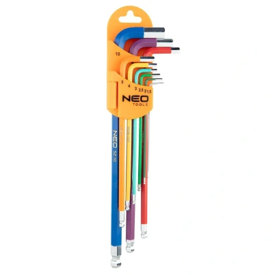 Image de NEO TOOLS 09 512 Ensemble de tournevis coudés 1.5,2,2.5,3,4,5, 6,8,10 mm Acier d&#039;outil 9