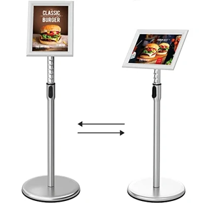 Image de FoxRose Support d&#039;information Stands de présentation DIN A4 210x297mm réglable en hauteur acier inoxydable stand stop client d&#039;affichage(argento)