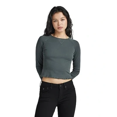 Image de G STAR RAW Cropped baby sis raglan r t ls wmn Femme ,Gris (graphite D23803 1141 996), M