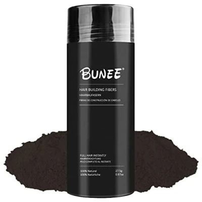 Image de Fibre Capillaire Cache Instantanément le Manque de Cheveux Poudre Microfibre Coton 100% Naturel pour Hommes et Femmes (Châtain Foncé 27.5g)