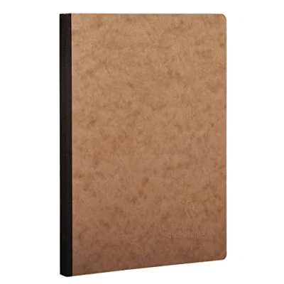 Image de Clairefontaine 79540C Collection Age Bag Un Carnet Cousu Dos Toilé Tabac A5 14,8x21 cm 192 Pages Unies Blanches Papier 90 g Couverture Carte Lustrée Grain Cuir