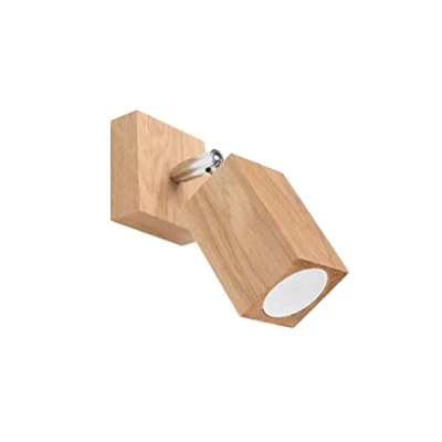 Image de SOLLUX lighting Plafonnier Bois Chêne Couleur Design Cubique Moderne pour Chambre Salon Style Scandinave GU10 A++ E 8/19/17 cm 1x Source Lumineuse Keke