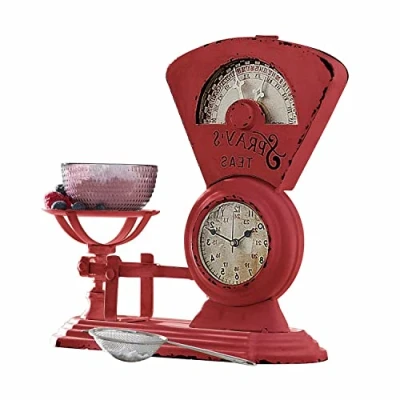 Image de Loberon Horloge Balances H/L/P env. 30.5/32.5/12 cm Rouge Vieilli