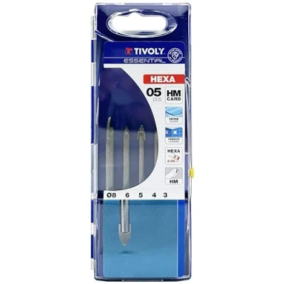 Image de Tivoly 12000770001 Coffrets 5 Forets Verre Technic, Queue Hexa, Ø3, 4, 5, 6, 8mm