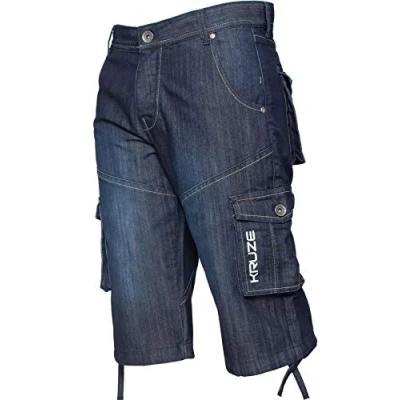 Image de Ze Enzo Short de travail décontracté pour homme en jean résistant Bleu 42 taille x ordinaire