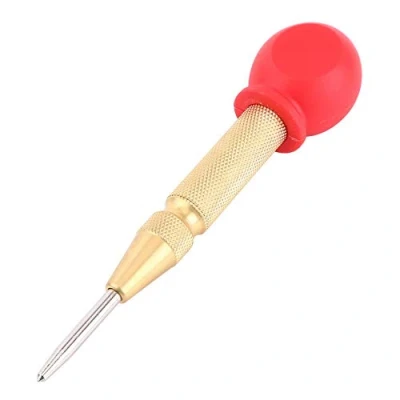 Image de 1 outil de poin?onnage central automatique avec pointe en acier rapide pour rev¨ºtement ressort laiton ou carbone (laiton + capuchon protection rouge)