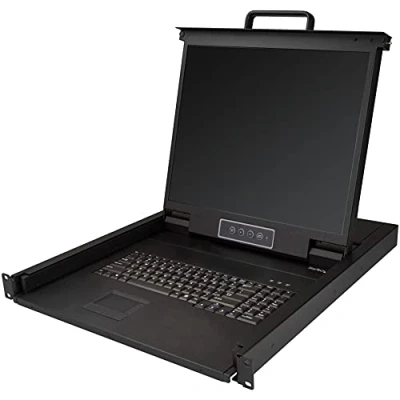 Image de StarTech.com Console KVM à Montage en Rack VGA Port Unique avec LCD 19&quot; pour Serveur Tiroir Universel 1U Câbles/Matériel Clavier QWERTY 50 000 MTBF (RKCONS1901)