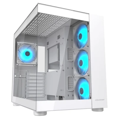 Image de Boitier Gaming Cougar FV150RGB Blanc Mini ITX, Micro ATX et GPU 400 mm ARGB Jusqu’à neuf ventilateurs