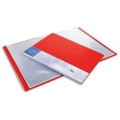 Image de Exacompta Réf. 88405E 1 Protège documents avec porte étiquette 3 faces Up Line 40 pochettes 80 vues pour A4 dimensions 24 x 32 cm couverture en polypro rigide opaque couleur rouge
