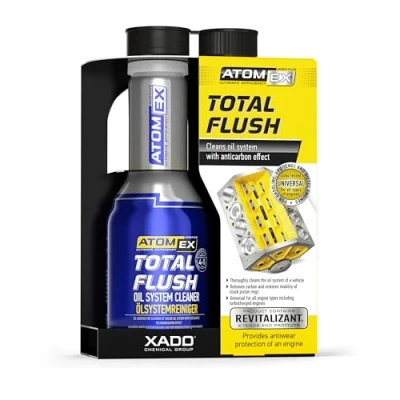 Image de XADO Atomex Nettoyant pour système d&#039;huile de moteur avec effet anti carbone Élimine la contamination et boue du Revitalisant Total Flush (flacon, 250 ml)