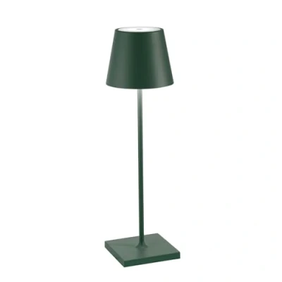 Image de Zafferano, Lampe Poldina Pro, de Table Rechargeable et Sans Fil avec Contrôle Tactile, Utilisable également comme d&#039;Extérieur, Dimmer 2200 3000 K, Hauteur 38 cm, Couleur Vert Foncé