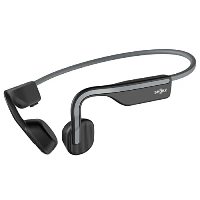 Image de SHOKZ OpenMove Casque à Conduction osseuse, écouteurs Bluetooth Oreilles Libres pour Le Sport avec Micro, sans Fil étanche IP55, 6 Heures d&#039;autonomie, Autocollants, Gris