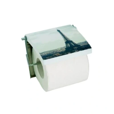 Image de MSV 140573 Porte Papier Toilette Paris en MDF, Multicolore, 13.4 x 11.6 2.2 cm