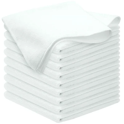 Image de HIDMD Chiffons de Nettoyage en Microfibre, Serviettes Tout Usage pour Polissage, séchage, Cirage, dépoussiérage, Lot 10, 30 cm x Blanc