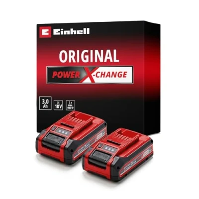 Image de Original Einhell Batterie 3 Ah Power X Change Plus (18 V, Lithium ION, pour Tous Les appareils Change, contrôle de l’état Charge, Twin Pack, 2 Batteries incluses, sans Chargeur)