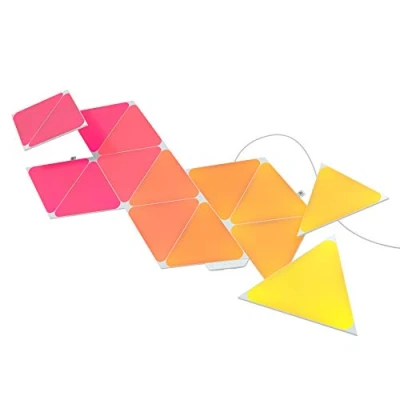 Image de Nanoleaf Shapes Triangle Kit de Démarrage, 15 Panneaux Lumineux LED Connectés Appliques Murales Luminaires Intérieur Modulaires RGBW Wi Fi, Compatible Alexa, pour Salon Chambre ou Bureau Gaming