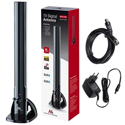 Image de Maclean MCTV 930 Antenne intérieure TV Radio HDTV DVB T/T2 H.265 HEVC LTE Amplificateur Dab FM 100dBμV Digital Terrestre