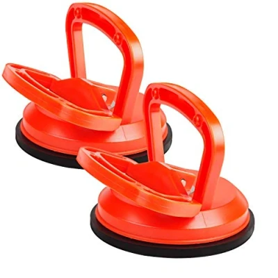 Image de EXLECO 2 Pcs Ventouses 40 KG sous Vide Orange Diamètre 118 mm pour Carrelage, Verre, Bois