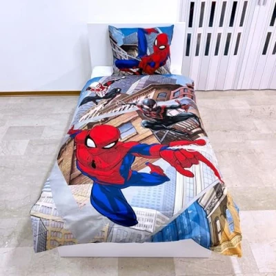 Image de Homme Araignée SPIDERMAN Masque Blanc et Miles Morales Parure de lit une housse couette 140 x 200 cm taie d&#039;oreiller 70 90 100 % coton Multicolore
