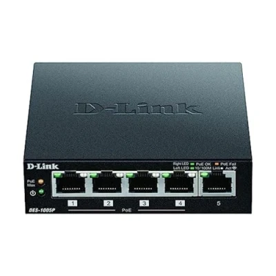 Image de D Link DES 1005P Non géré L2 Fast Ethernet (10/100) Connexion Ethernet, supportant l&#039;alimentation via ce port (PoE) Noir Neuf