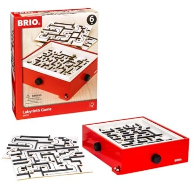 Image de Brio 34020 Jeu de Labyrinthe et 2 planches d&#039;adresse en bois 1 joueur Développe la motricité fine coordination Sans pile Pour enfants adultes dès 6 ans Rouge Taille Unique