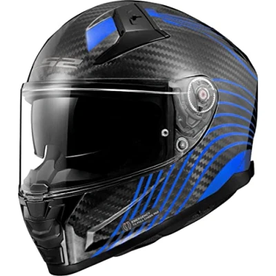 Image de LS2, Casque intégral moto VECTOR II carbon FLUX gloss blue, M