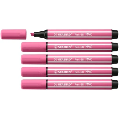 Image de Feutre dessin STABILO Pen 68 MAX ARTY Lot x 5 Feutres Coloriage Pointe Large rose framboise