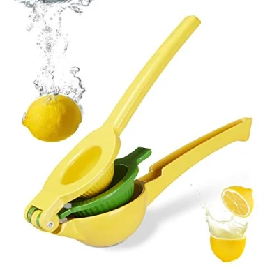 Image de Relaxdays presse citron manuel, agrumes 2 en 1 pour et vert, Bar HxlxP: 5,5 x 7,5 22 cm, jaune