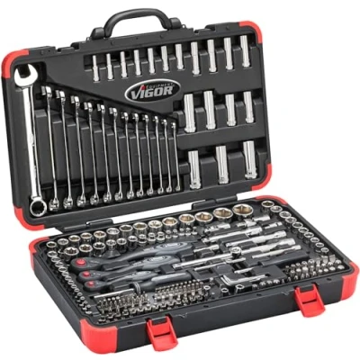 Image de VIGOR V3277N Coffret outillage 216 6,3 (1/4&quot;), 10 (3/8&quot;), 12,5 (1/2&quot;) Héxagonal extérieur, hexagonale, à tête carrée