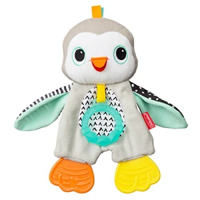 Image de Infantino Cuddly Teether Penguin for Sensory Exploration Silicone Teether, Teething Relief