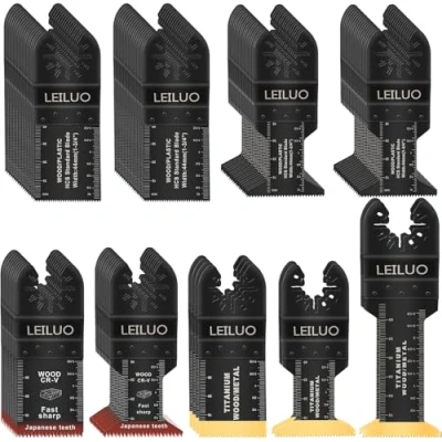 Image de LEILUO Kit d&#039;accessoires multitool 100 pièces pour bois clous et cloisons sèches Lames de scie oscillantes universelles avec sac rangement Compatible DeWalt Makita Dremel plus
