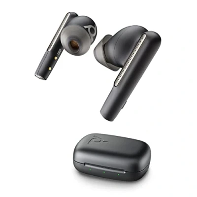Image de Écouteurs sans fil Poly Voyager Free 60 (Plantronics) Microphones antibruit Fonction d&#039;annulation active du bruit (ANC) Étui de chargement portable Compatible avec iPhone, Android