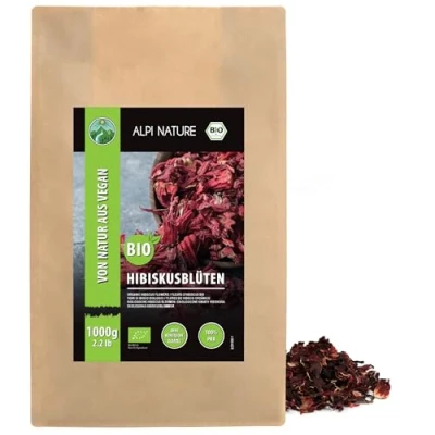 Image de thé d&#039;hibiscus biologique (1kg), fleurs biologiques, d&#039;hibiscus, de doucement séché, issu la culture contrôlée, testé en laboratoire, végétalien