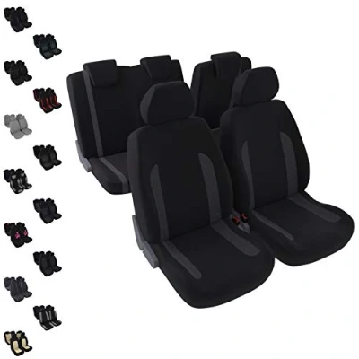 Image de DBS Housses de sièges Voiture/Auto 5 Simili Noir Avant/Arrière Universelles Anti dérapant Lavable