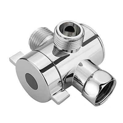 Image de 3 Voies Soupape,G1/2in Inverseur de Douche à Trois avec Valve d&#039;arrêt,Valve Adaptateur en Forme T,Adaptateur Accessoire pour Pomme Main/Pommeau Fixe Chromé 1PCS