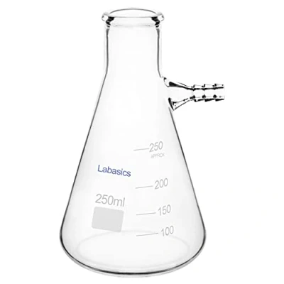 Image de Labasics 250 ml Flacon Filtrant Mur Lourd Verre Borosilicaté Filtering Flask, Col Boulon avec Tubulation,