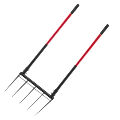 Image de VEVOR Grelinette à 5 Dents, Fourche Bêcher avec Double Manche en Fibre de Verre, Jardin Large Robuste Forme U, Outil pour Jardinage, Compostage, Transplantation, Aération Terre