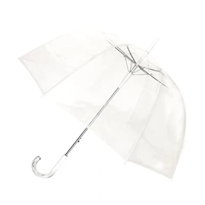 Image de SMATI Parapluie long transparent forme cloche ouverture automatique 8 baleines en fibre de verre Anti Vent EXTREME SOLIDE (Blanc Mariage)
