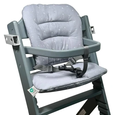Image de LaLoona Coussin Chaise Haute Bebe pour Safety 1st / Bebeconfort Timba Assise Bébé en 2 Parties, Testé OEKO TEX Standard 100, Doux la Peau, Lavable Machine Gris