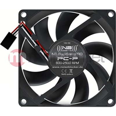 Image de Noiseblocker BlackSilent (80mm, PC P) Case Fan 80mm Pro PWM Avec Ailes silencieuses Cadre en Silicone de Seulement 15 mm Haut Vitesse Selon la Situation 600 2.500 Rpm