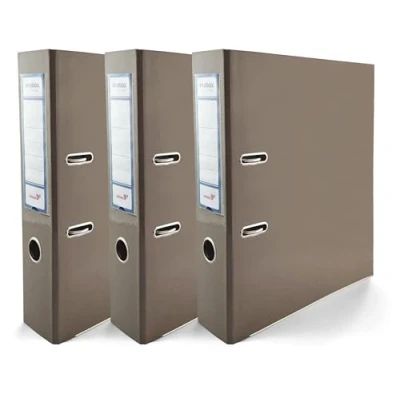Image de Netuno 3x classeur à anneaux brun cacao brillant A4 mécanisme 2 7,5cm éco d&#039;école pour documents de format levier bureau