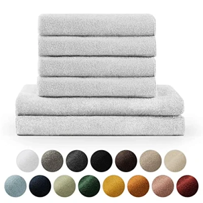 Image de Blumtal Lot Serviette De Toilette 2 Serviettes Bain 70x140 4 Essuie Mains 50x100 Doux Et Absorbant 100% Coton Certifié Oeko TEX® Blanc