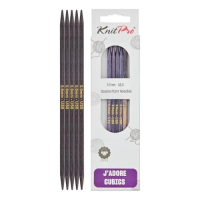 Image de KnitPro J&#039;Adore Cubics Aiguilles à Tricoter Double Pointe Ensembles de 5 Épingles en Bois pour Chaussettes Chapeaux Mitaines Tricot Rond Court 15 cm x 5,00 mm, 26 1910101019