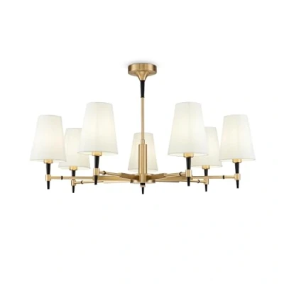 Image de MAYTONI DECORATIVE LIGHTING Lustre 5 lampes, style Moderne, armature en Métal couleur laiton, Abat jours tissu blanc, ampoules non comprises E14 7 x 40W 220 240V