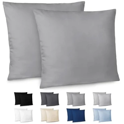 Image de Dreamzie Taie Oreiller 65x65 cm Lot de 2 Housse d&#039;oreiller en Microfibre avec Une Fermeture Eclair Certifiée Oeko Tex Coussin Anthracite